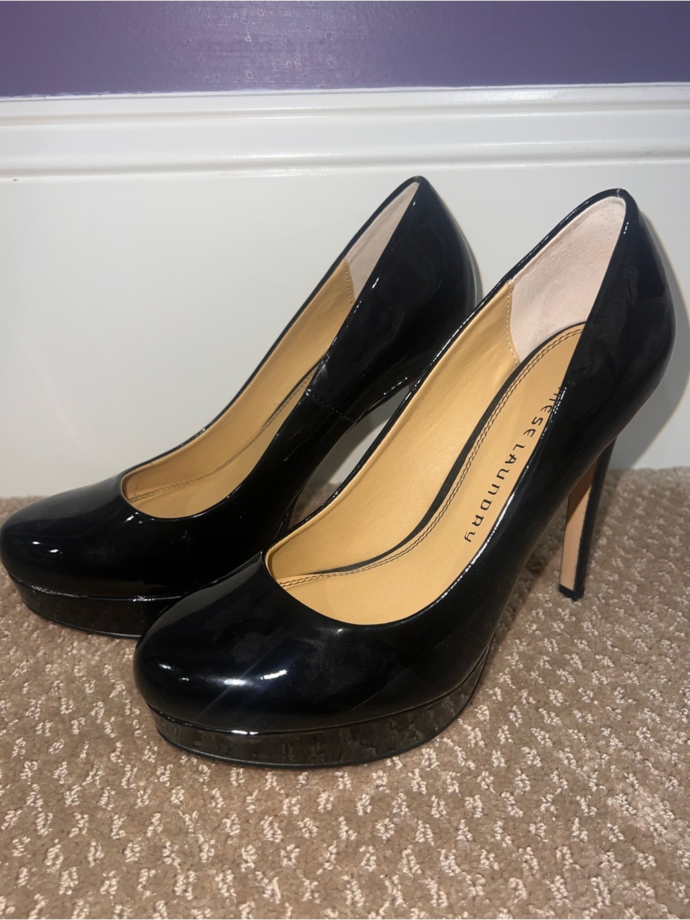 Chinese Laundry Black Patent Platform Pumps with 4” Stiletto Heel